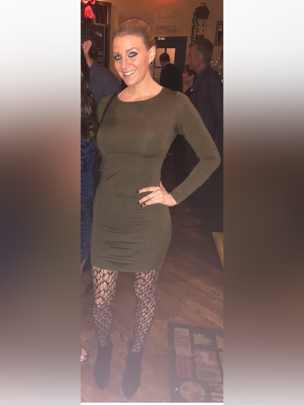 Express Olive Green Long-Sleeve Ruched Bodycon Dress